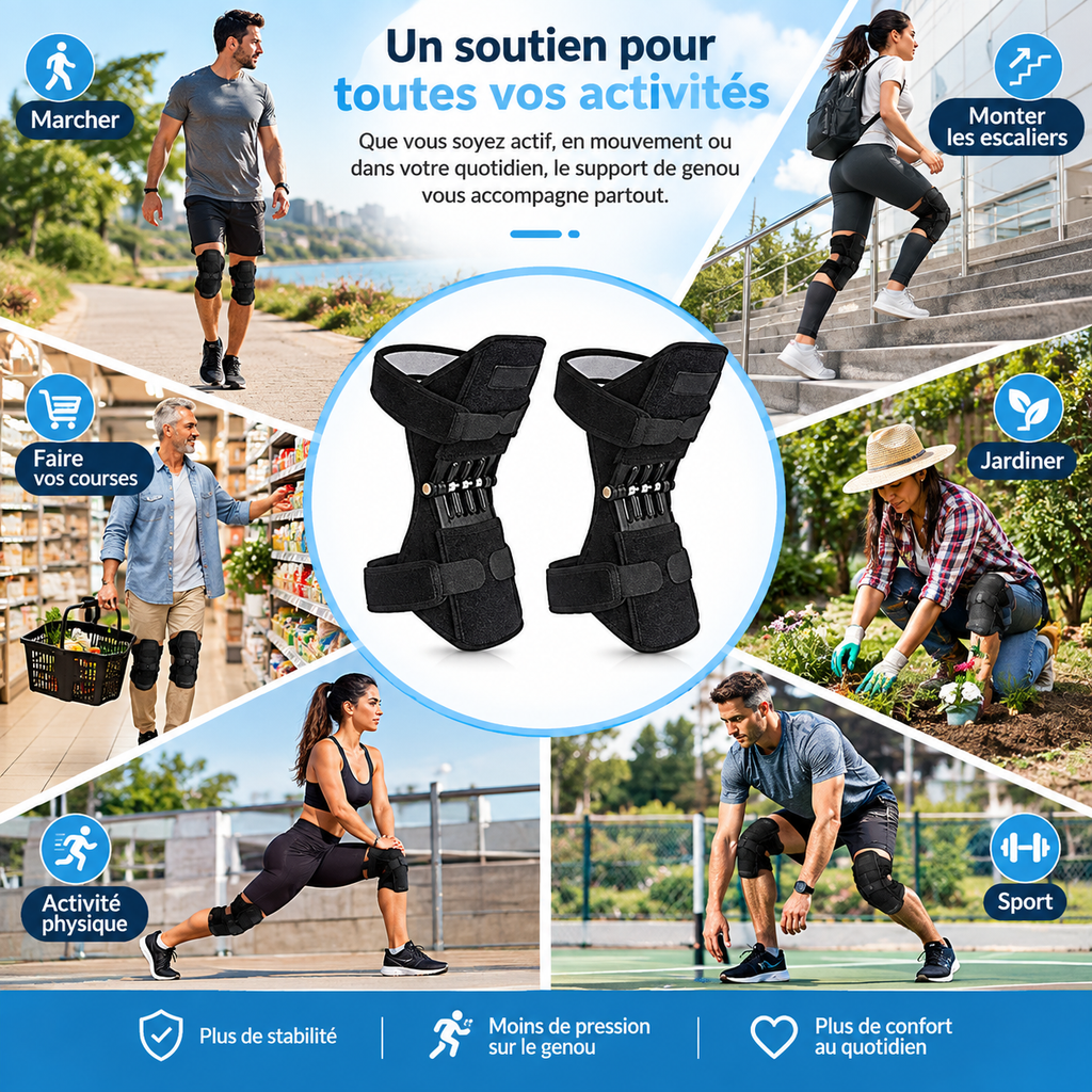 2 Genouillères de soutien avec ressort pour maintien du genou et confort au quotidien