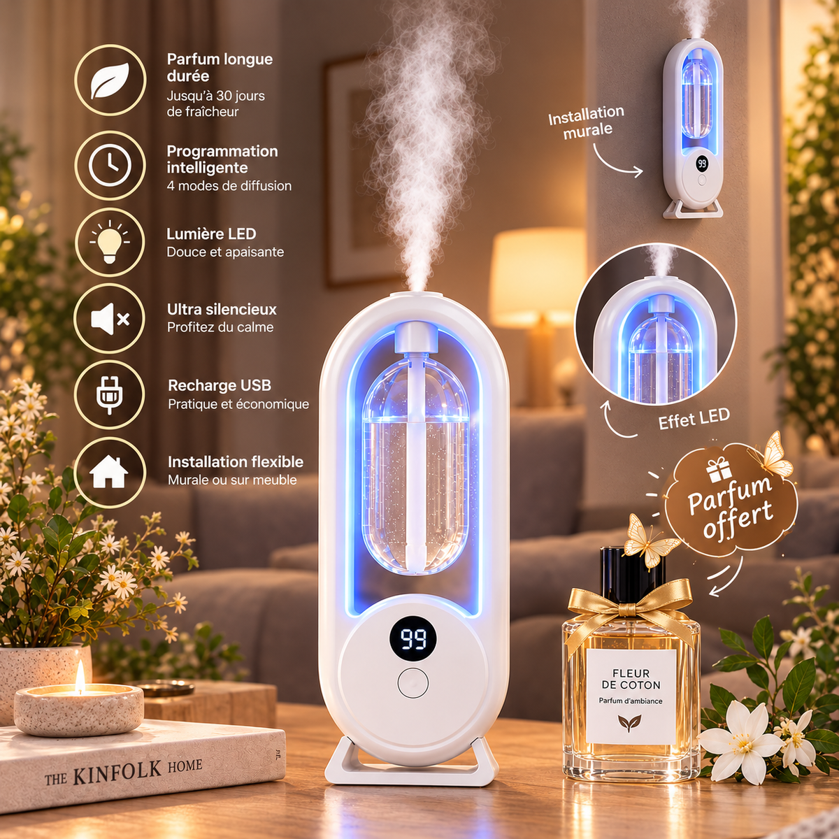 Diffuseur de parfum automatique pour espaces du quotidien