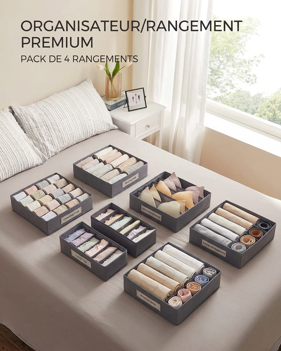 Organisateurs 4pcs – Rangements Intelligent et Gain de Place